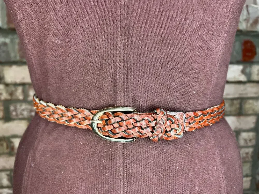 Split leather belt brown size small
